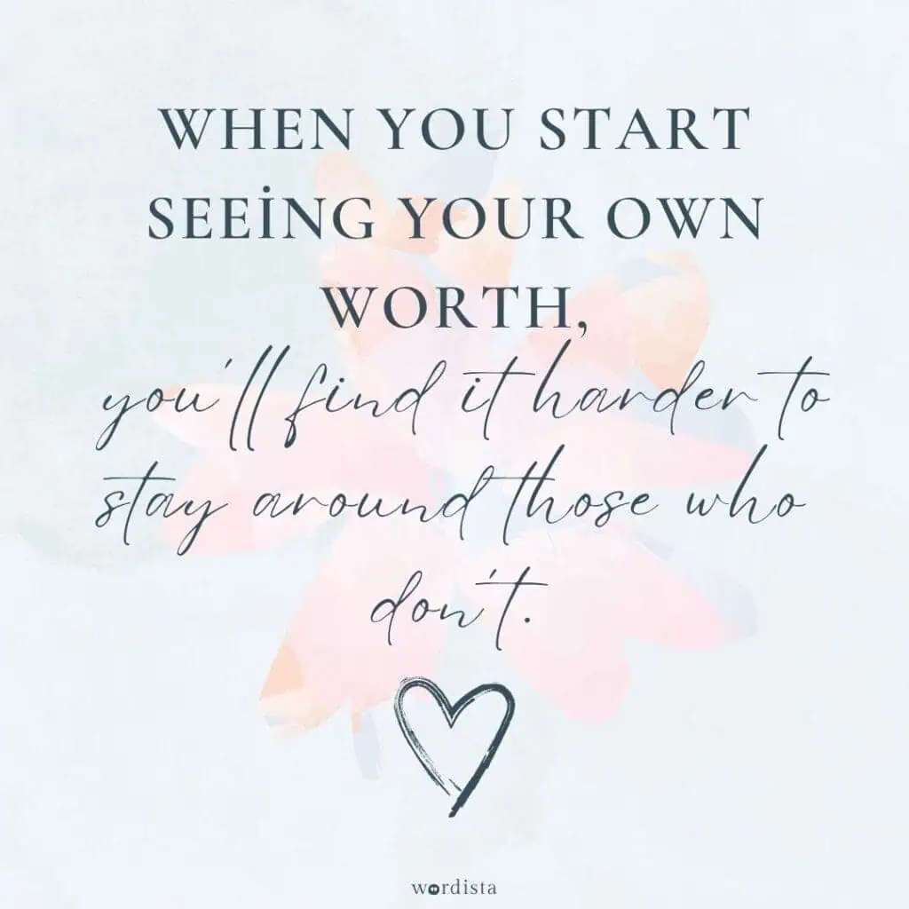 self love quote about self-worth on pastel watercolor background with handwritten heart illustration